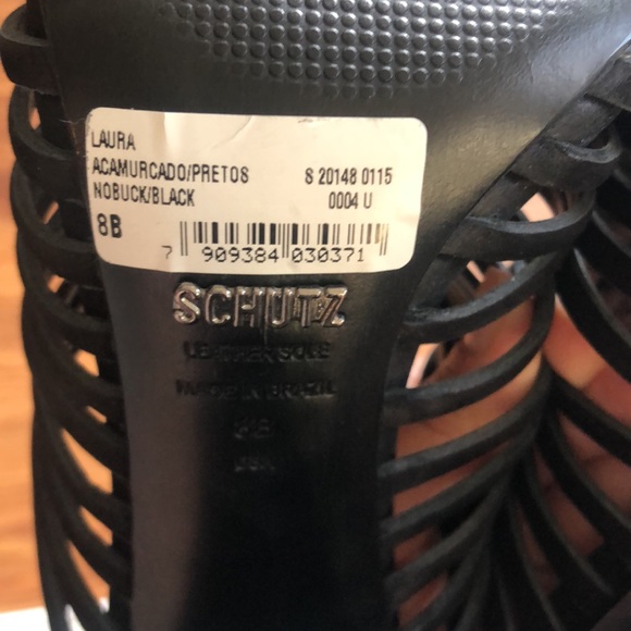 SCHUTZ  Veronika Black Suede Laura Strappy Cage Thick Heel Sandals - Picture 10 of 10